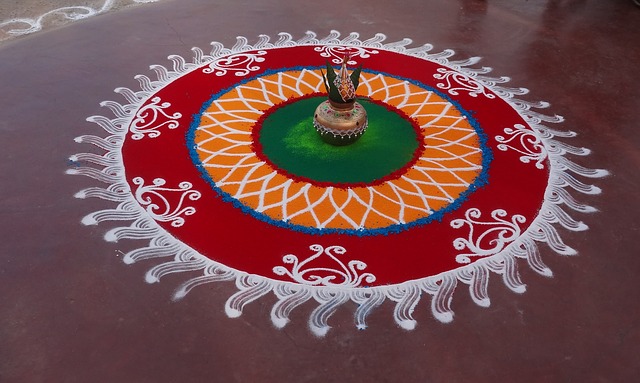 happy new year rangoli Onam floral Rangoli with dots designs 2019