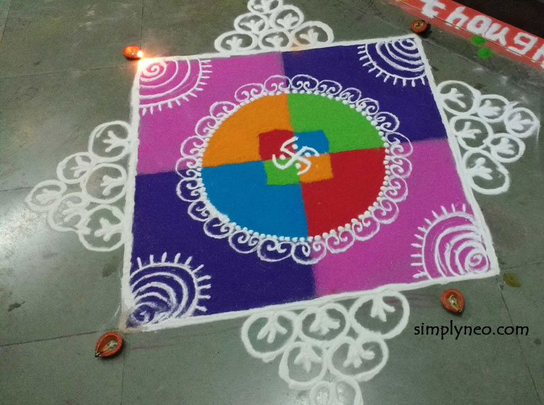 happy new year diwali traditional rangoli Onam floral Rangoli with dots designs 2019